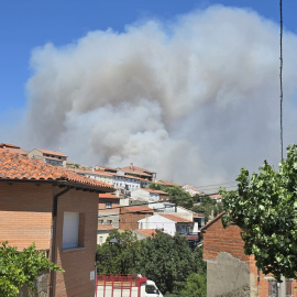 Vista del incendio desde Navaluenga
