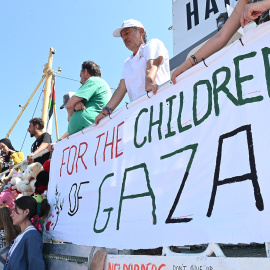 La Flotilla de la Libertad que envía ayuda humanitaria a Gaza zarpa del puerto italiano de Gallipoli, a 20 de julio de 2025.