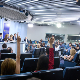 Imagen de la rueda de prensa del Consejo de Ministros en Moncloa del pasado martes 15 de julio.