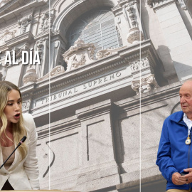 Noelia Núñez y Juan Carlos de Borbón con el Tribunal Supremo de fondo.