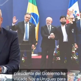 Momento en el que el presentador de Telemadrid da paso al vídeo de Sánchez con la voz ralentizada.