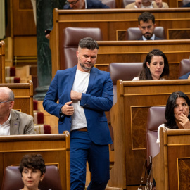 El portavoz de ERC en el Congreso, Gabriel Rufián, durante una sesión plenaria extraordinaria, en el Congreso de los Diputados, a 22 de julio de 2025.