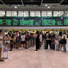 Imatge de les taquilles de l'estació de Sants durant la incidència