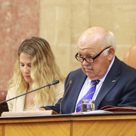 El presidente del Parlamento de Andalucía, Jesús Aguirre, durante el pleno del 26 de junio pasado.