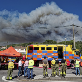 Vista del puesto de mando este martes en Mombentrán (Ávila).