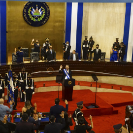 Foto de archivo del presidente, Bukele, en el congreso.