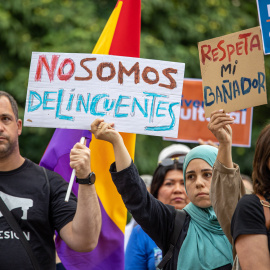 Imagen de archivo de una concentración bajo el lema "STOP RACISMO", en la Plaza del Mercado en Logroño, a 24 de julio de 2025.
