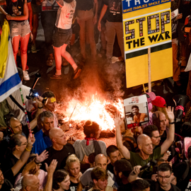 Manifestación en Tel Aviv, Israel, el 2 de agosto de 2025.