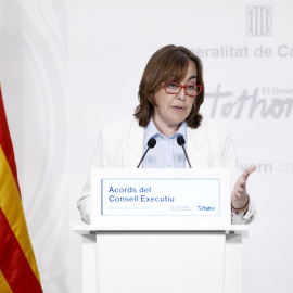 La consellera de Territorio, Vivienda y Transición Ecológica y portavoz del Govern, Sílvia Paneque, informa en una rueda de prensa.