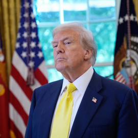 Donald Trump en una rueda de prensa en la Casa Blanca.