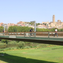 La canalització del riu Segre, a Lleida, en una imatge d'aquest diumenge.