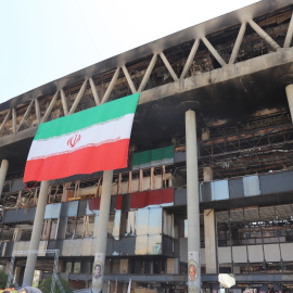 Imagen de archivo del edificio de la Radiodifusión de la República Islámica de Irán (IRIB),  dañado por un ataque israelí.