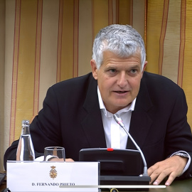 Fernando Prieto, durante su intervención en el acto Mandato por el Clima en el Congreso de los Diputados, en mayo de 2024.