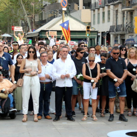 Imatge de l'homenatge d'aquest diumenge a les víctimes dels atemptats del 17-A.