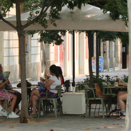 Una terrassa de Barcelona aquest diumenge, 17 d'agost.