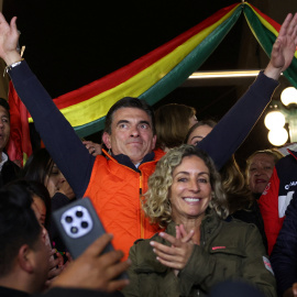 El candidato Rodrigo Paz, del Partido Demócrata Cristiano, reacciona a los resultados.