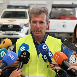 El presidente de la Xunta, Alfonso Rueda, en unas declaraciones el pasado jueves en Verín (Ourense)