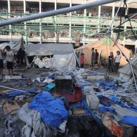 Territorios Palestinos¡ después de que un ataque israelí nocturno contra un colegio.