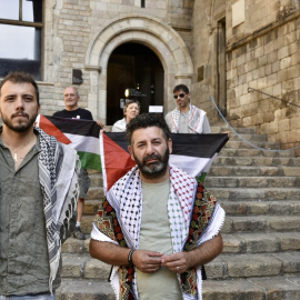 El coordinador de la Global Sumud Flotilla, Saif Abukeshek en Barcelona.