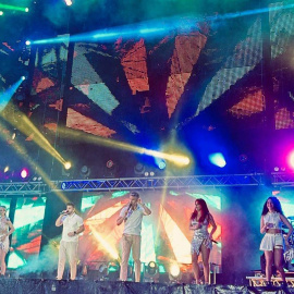 El grupo Tattoo actuando el pasado 13 de agosto en las fiestas de Villahormes.