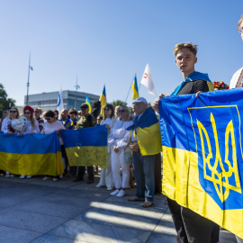 Celebración del Día de Independencia de Ucrania en Ginebra (Suiza).