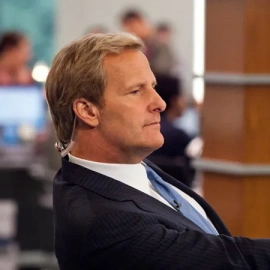 El actor Jeff Daniels como el presentador republicano Will McAvoy en la serie de HBO 'The Newsroom'.