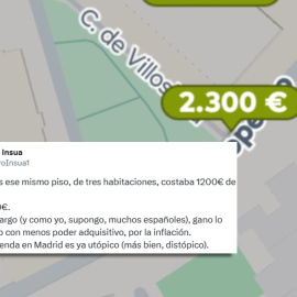 Precio de un piso en Madrid compartido por un tuitero.