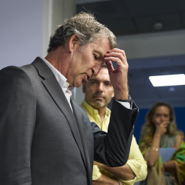 El presidente del PP, Alberto Núñez Feijóo, durante una rueda de prensa posterior a la reunión del Comité de Dirección del PP, en la sede del partido, a 25 de agosto de 2025, en Madrid (España).