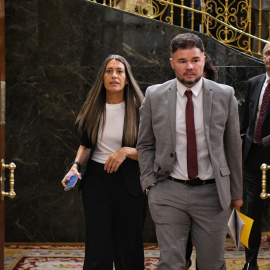 Gabriel Rufián y Miriam Nogueras en el Congreso de los Diputados en Madrid.