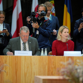 Lars Løkke Rasmussen y Kaja Kallas en Copenhague.