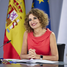 La vicepresidenta primera y ministra de Hacienda, María Jesús Montero, durante una rueda de prensa posterior a la reunión del Consejo de Ministros, a 2 de septiembre de 2025.