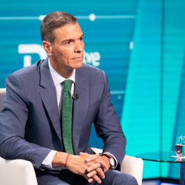 El presidente del Gobierno, Pedro Sánchez, en un momento de la entrevista realizada por la periodista Pepa bueno en RTVE.