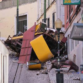 Funicular accidentado en Lisboa.