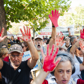 Concentración propalestina frente a la embajada de Israel en Madrid.