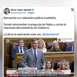 Críticas a Telemadrid por un vídeo de Pedro Sánchez con el audio entrecortado.