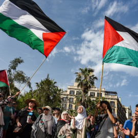 Imagen de una concentración por Palestina en Barcelona en junio de 2025
