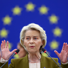 La Presidenta de la Comisión Europea, Ursula von der Leyen, pronuncia el discurso sobre el estado de la Unión Europea ante el Parlamento Europeo, en Estrasburgo (Francia).