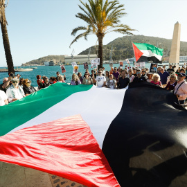 Protestas el pasado año por la llegada de un buque a Cartagena sospechoso de llevar armas a Israel.