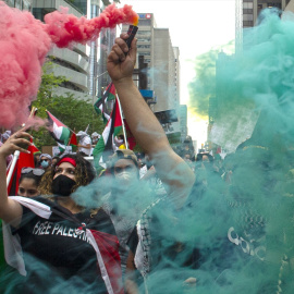 Manifestación propalestina en Toronto (Canadá).