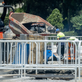 Un peón haciendo su trabajo el pasado mes de julio.