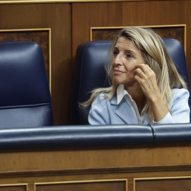 La vicepresidenta segunda, Yolanda Díaz, durante el pleno celebrado en el Congreso de los Diputados.