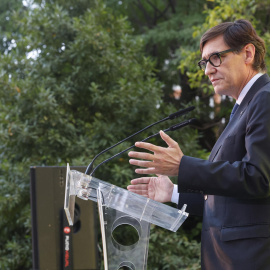 El presidente de la Generalitat de Cataluña, Salvador Illa, interviene durante el acto institucional de la Diada Nacional de Cataluña, este miércoles en Madrid.