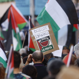 Cientos de personas participan en la manifestación de este jueves en Madrid para exigir a Israel el fin del "genocidio" en Gaza.