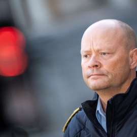 El inspector jefe de policía de Copenhague, Jens Jespersen, en una conferencia por la presencia de drones en el aeropuerto.