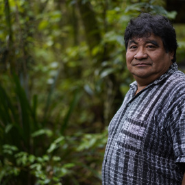El maestro y líder maya q’eqchi’, Bernardo Caal, en Cobán.