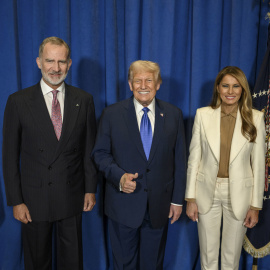 Felipe VI junto a Donald Trump y Melania Trump en Nueva York.