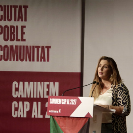 La coordinadora nacional dels Comuns, Candela López, durant la Jornada Municipalista del partit.