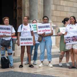 Varias 'Kellys’ protestan contra la precarización laboral el pasado mes de agosto en Barcelona.