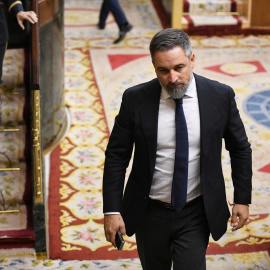 El líder de Vox, Santiago Abascal, durante una sesión plenaria en el Congreso de los Diputados, a 16 de septiembre de 2025, en Madrid (España).