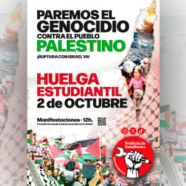 Cartel de la huelga general convocada por el Sindicato de Estudiantes.